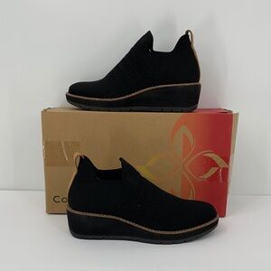 Comfortiva Fields slip-on knit wedge platform loafer comfort black women new 7.5